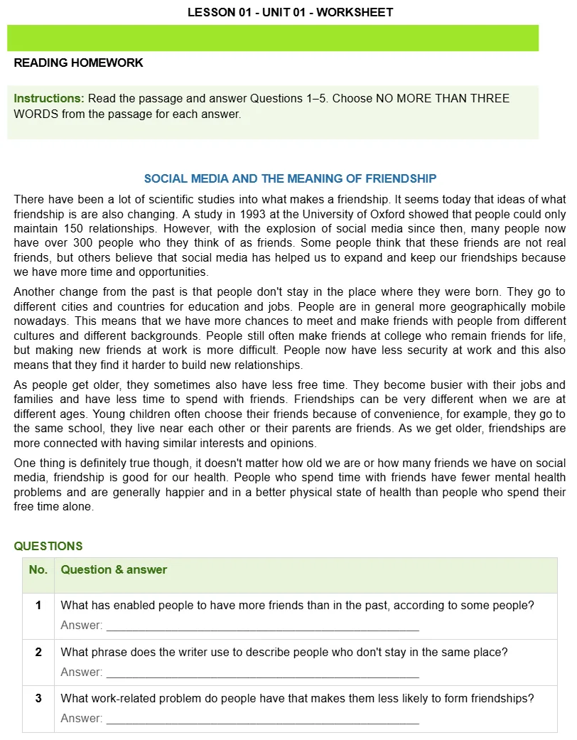 Worksheet tổng hợp