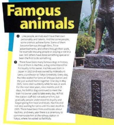 Bài đọc Famous animals trong sách